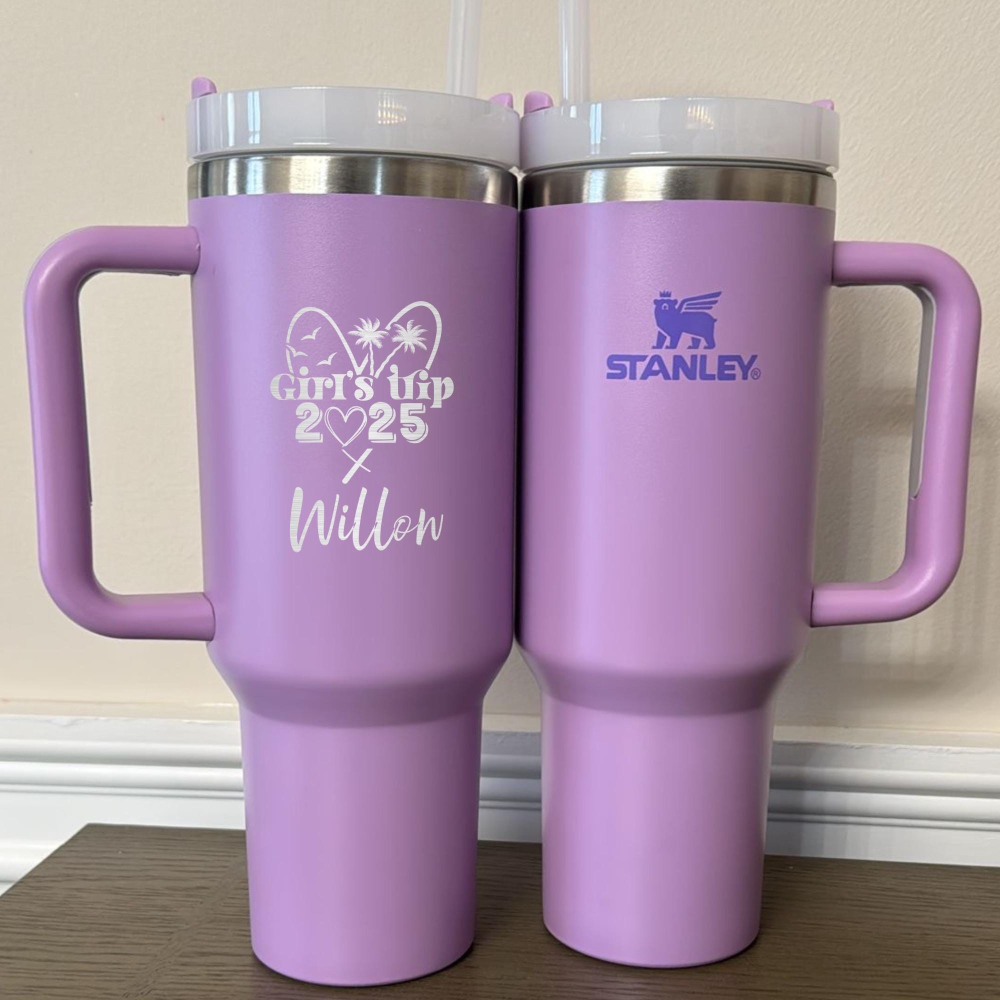 Personalized Stanley Quencher 40oz Tumbler - Girls Trip 2025 Gifts, Bachelorette Party, Laser Engraved Cup, Summer Vacation Gift for Her