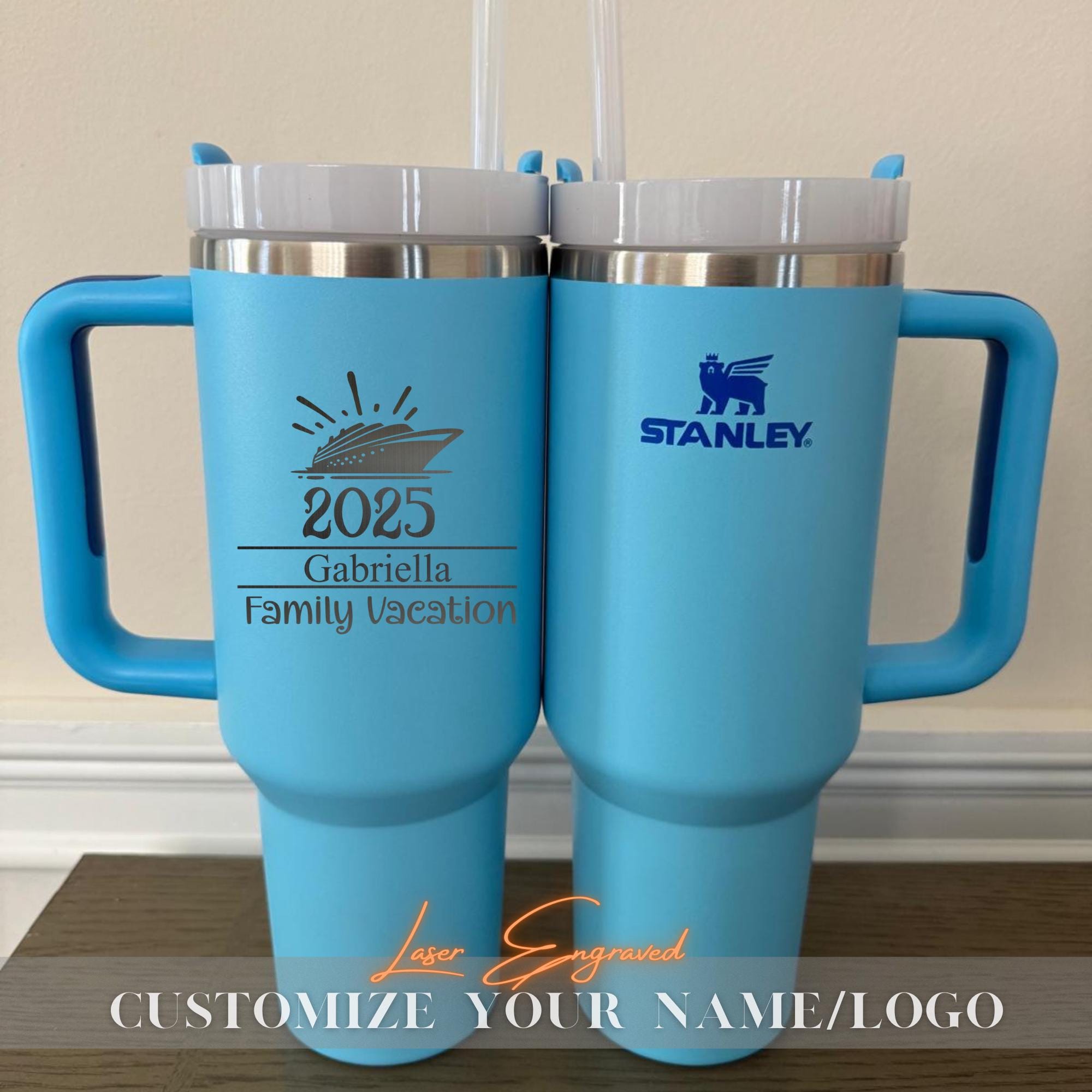 Cruise Family ship party gifts, Personalized Stanley 40oz Tumbler, Custom Travel Mug, Laser Engraved Tumbler, Stainless Steel water cup Gift