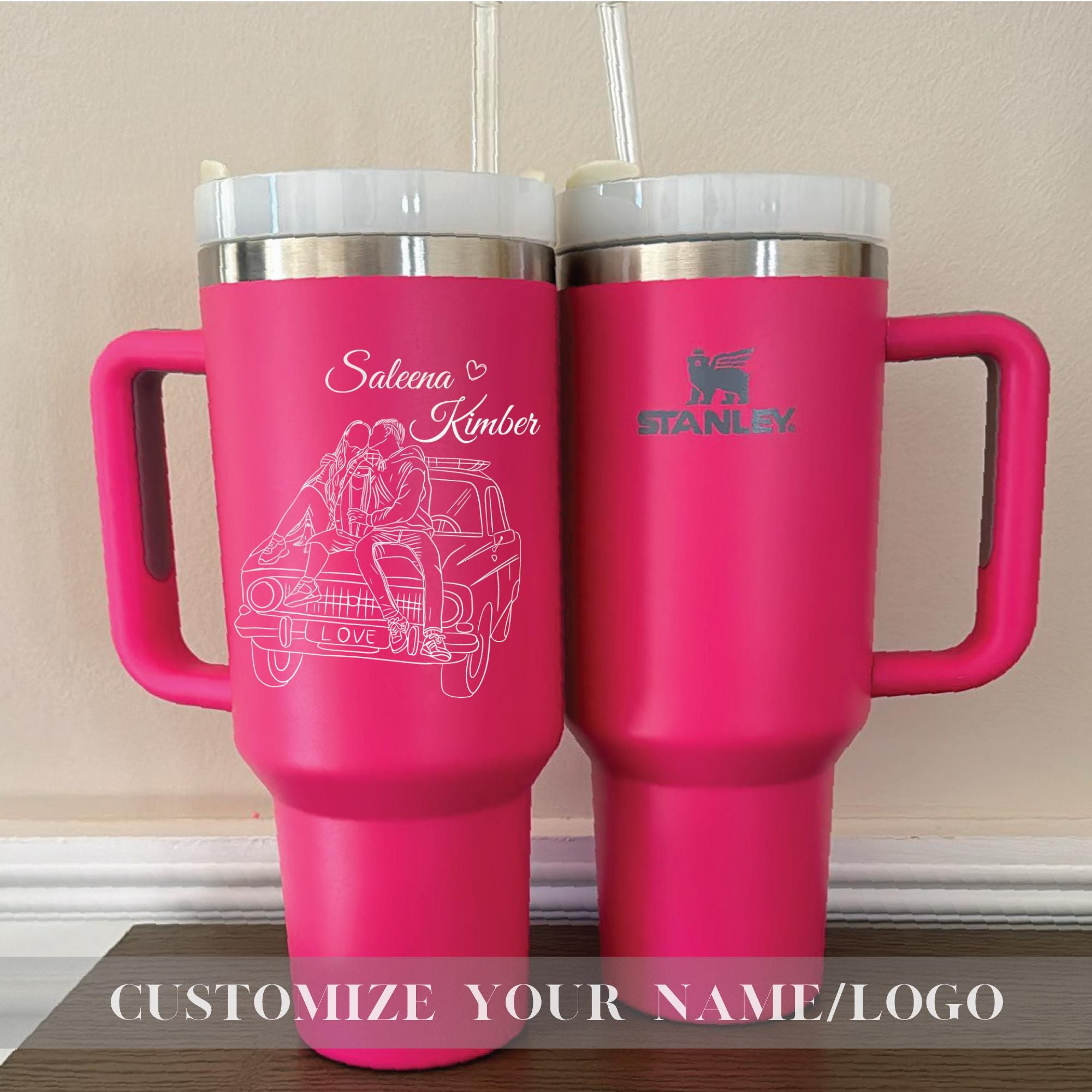 Personalized Stanley 40oz Tumbler,Valentines Day Gift For Her, Insulated Travel Mug,Custom 40oz Tumblers,Engraved Couple Names 40oz Tumbler