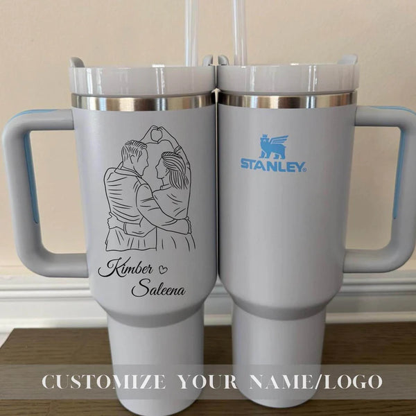 Custom Stanley 40oz Cup Valentine Day Gift - Anniversary Gifts - Romantic Gift for Couple - Gift for Him - Names and Date - Galentine Gifts