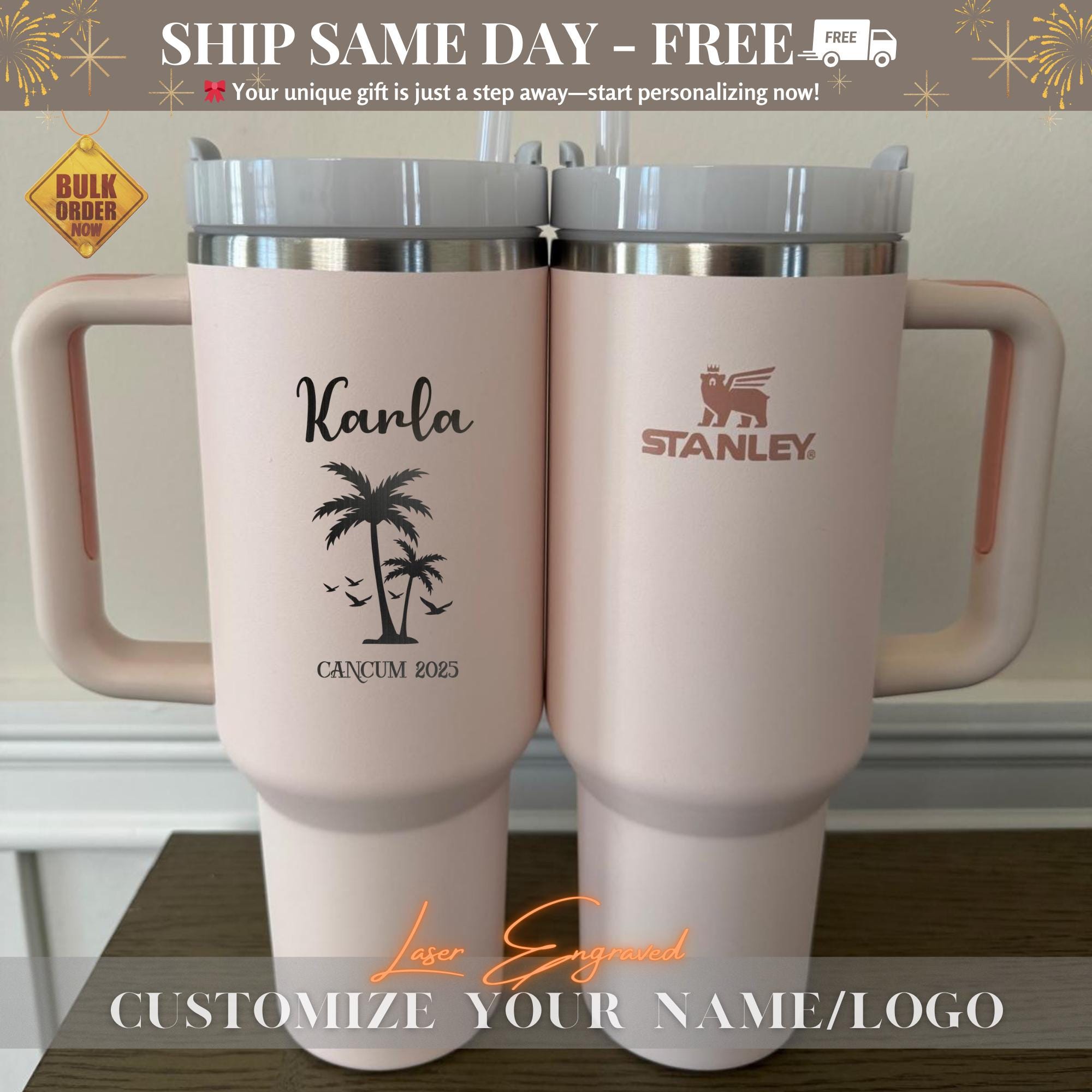 Personalized 40oz Tumbler, Bridesmaid Gifts, Custom Travel Mug, Laser Engraved Cup, Girls Trip Gift, Insulated Stainless Steel