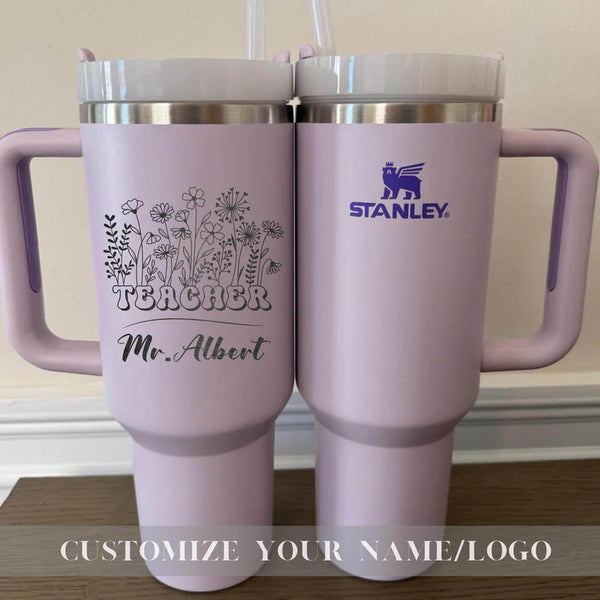 Personalized Engraved Stanley 40oz Tumbler For Teachers, Custom Teacher Stanley Cup With Name, Gift For Teachers, Graduation, Back to School