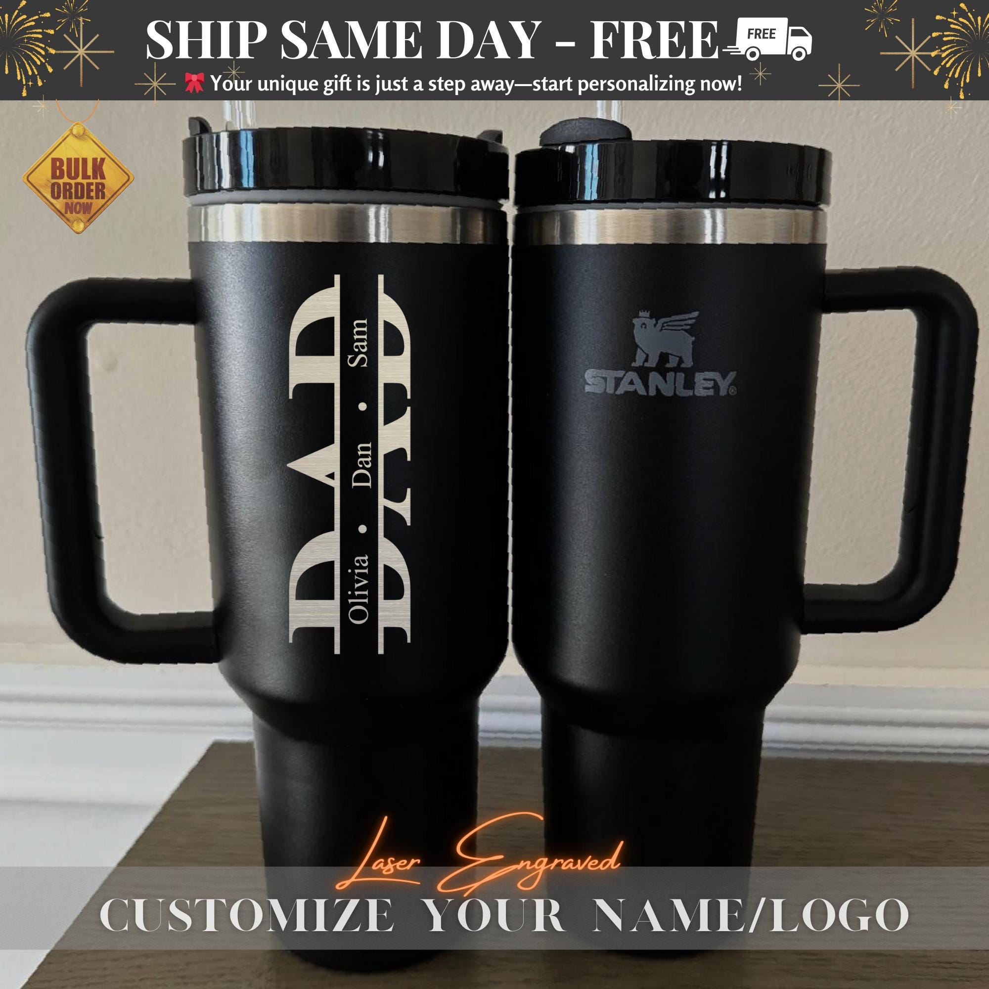 Dad, Grandpa, Papa Forest With Kids' Names Personalized 40oz Tumbler, Custom Dad Tumbler With Kids Names, Dad Gift From Daughter, Dad Cup