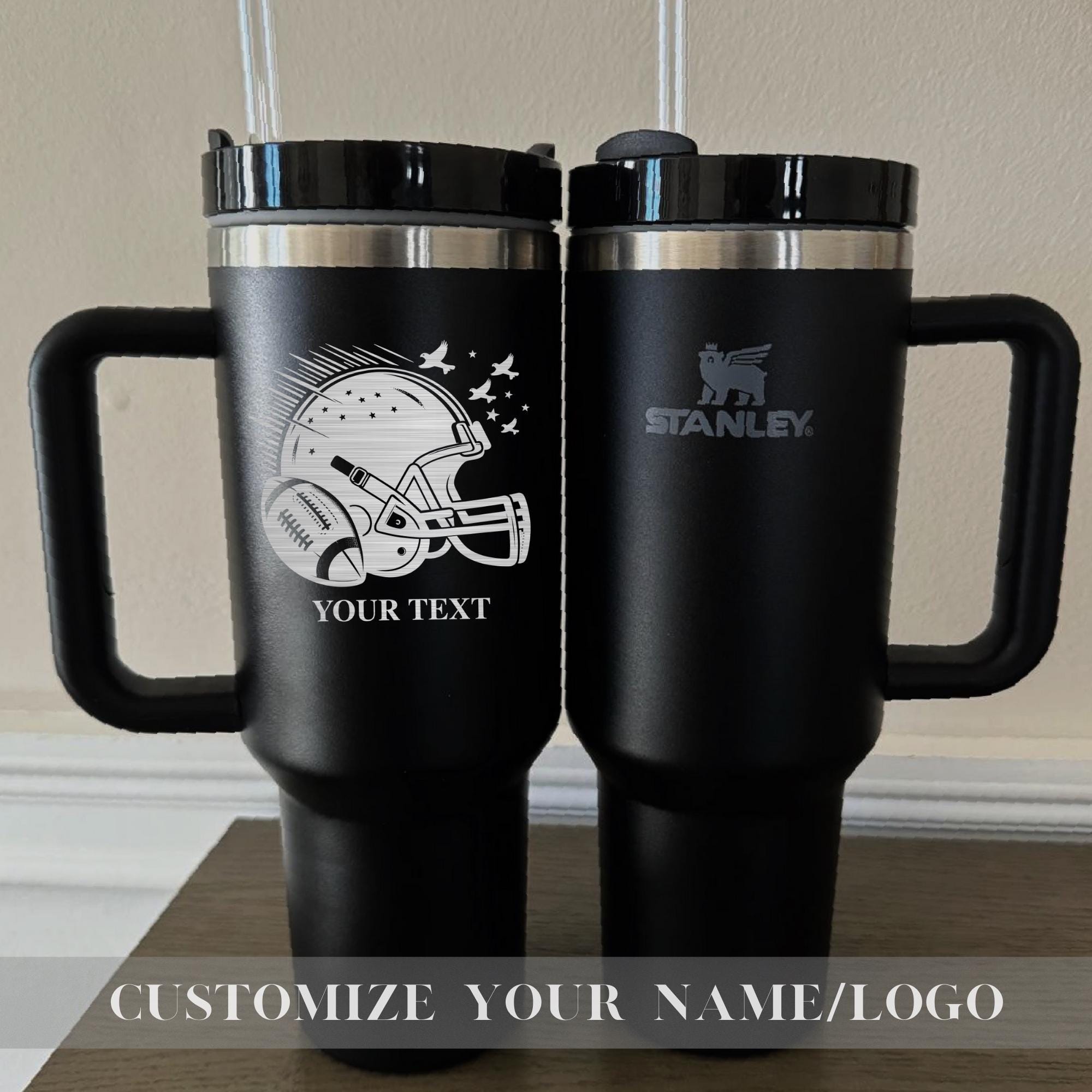 Personalized Football Team Name on Stanley 40oz cup - Custom Sports Stanley cup with Name - Football 40oz Stanley tumbler - Football Team