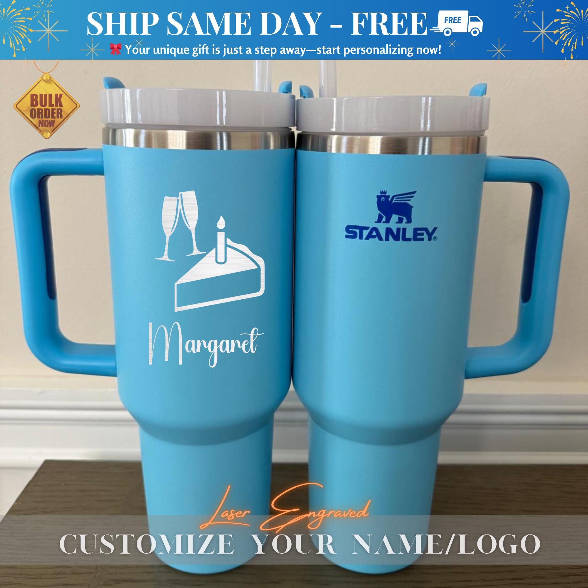 Engraved Birthday Cake With Name Stanley 40oz Tumbler Gift, Traveling Mug, Birthday Gift, Bridal Party Gifts, Bridesmaid Gifts, Gift for her