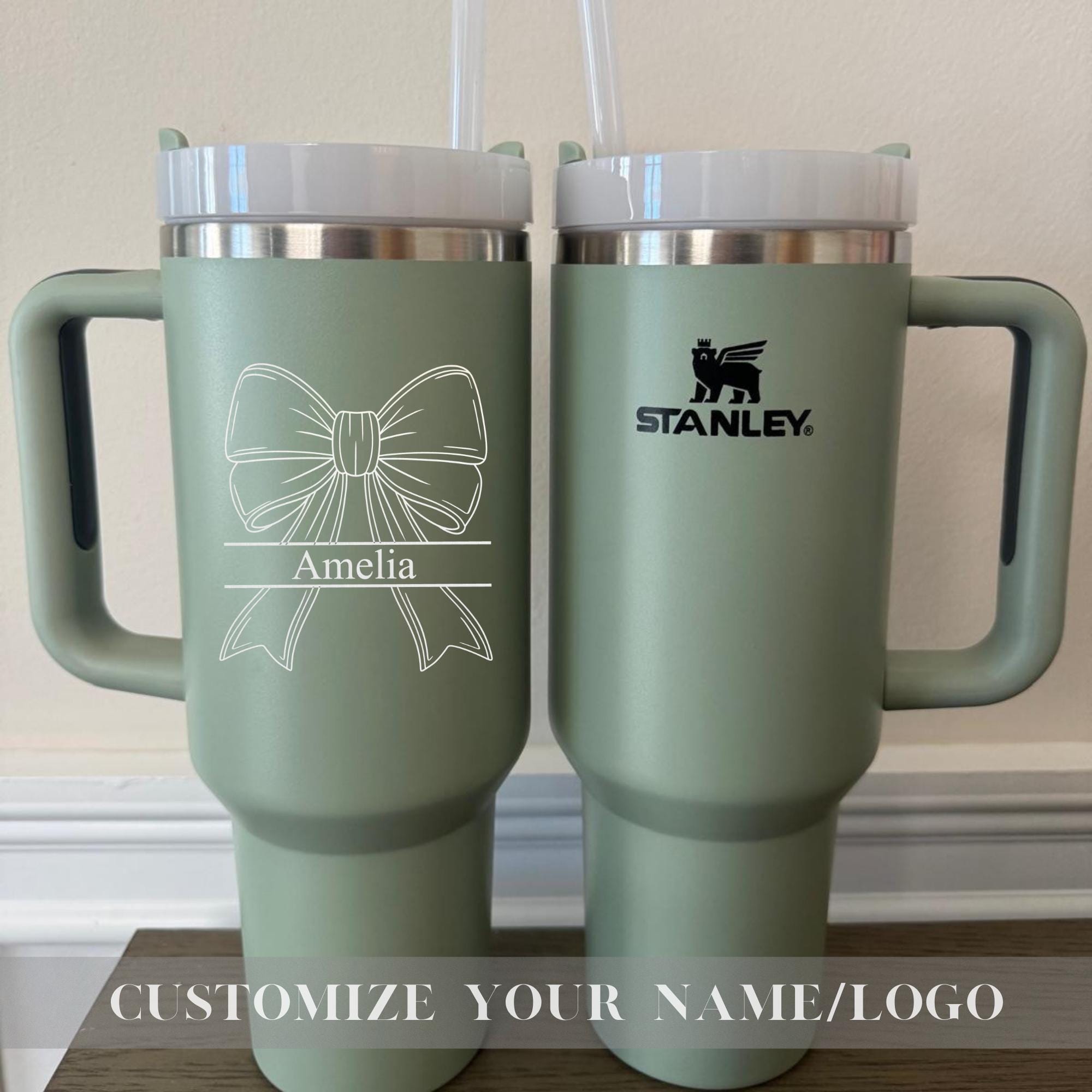 Personalized Bow Design Stanley 40oz Cup, Valentine's, Wedding & Anniversary Gifts, Custom Gift for Her, Unique Drinkware, Customizable Cup