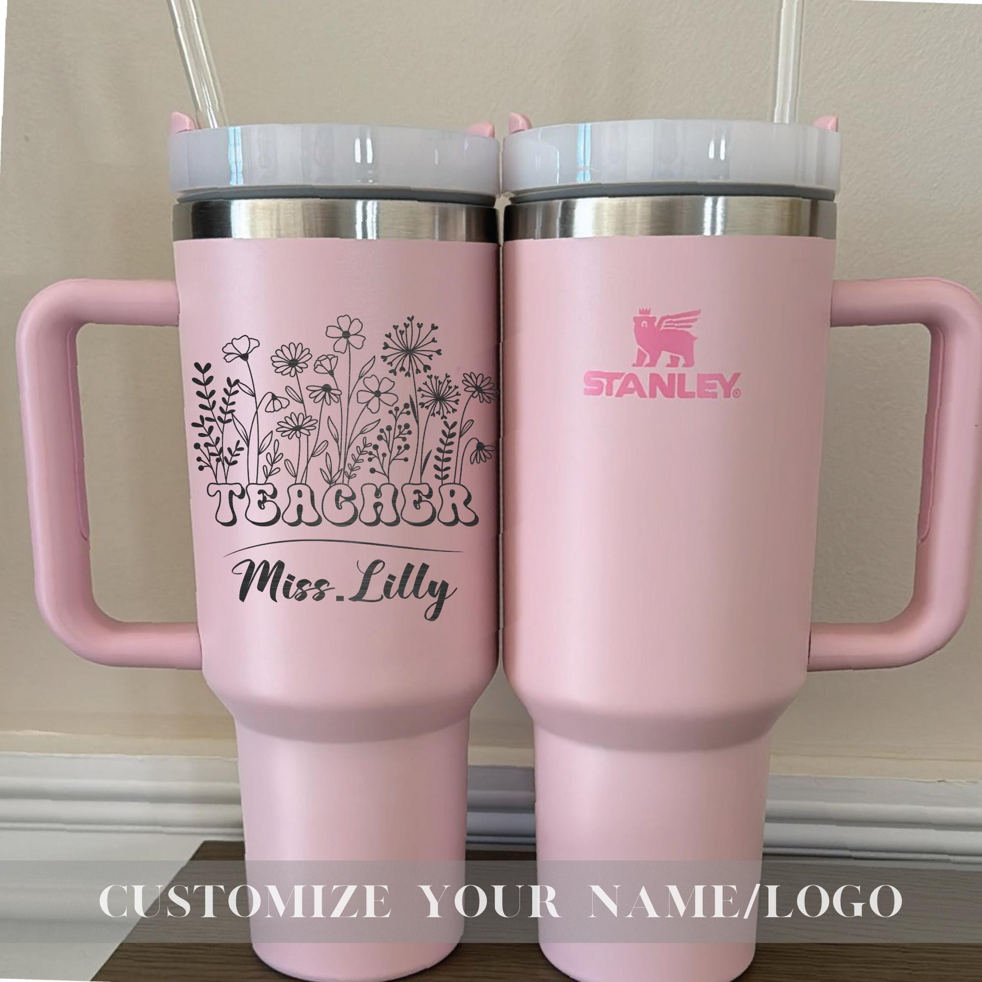 Personalized Engraved Stanley 40oz Tumbler For Teachers, Custom Teacher Stanley Cup With Name, Gift For Teachers, Graduation, Back to School