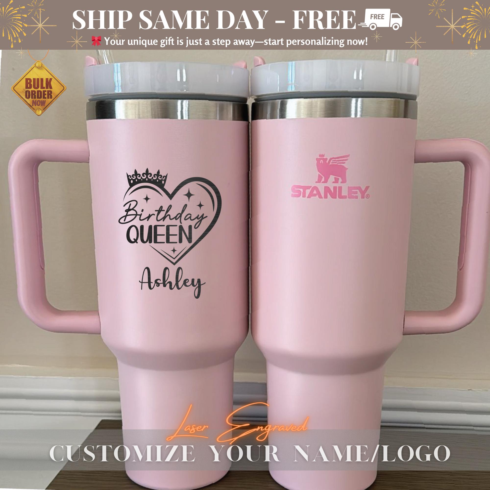 Custom Stanley 40oz Tumbler with Birth Month Flower & Logo – Personalized Engraved Gift for Her - Floral Birthday Tumbler Gift For Her Him