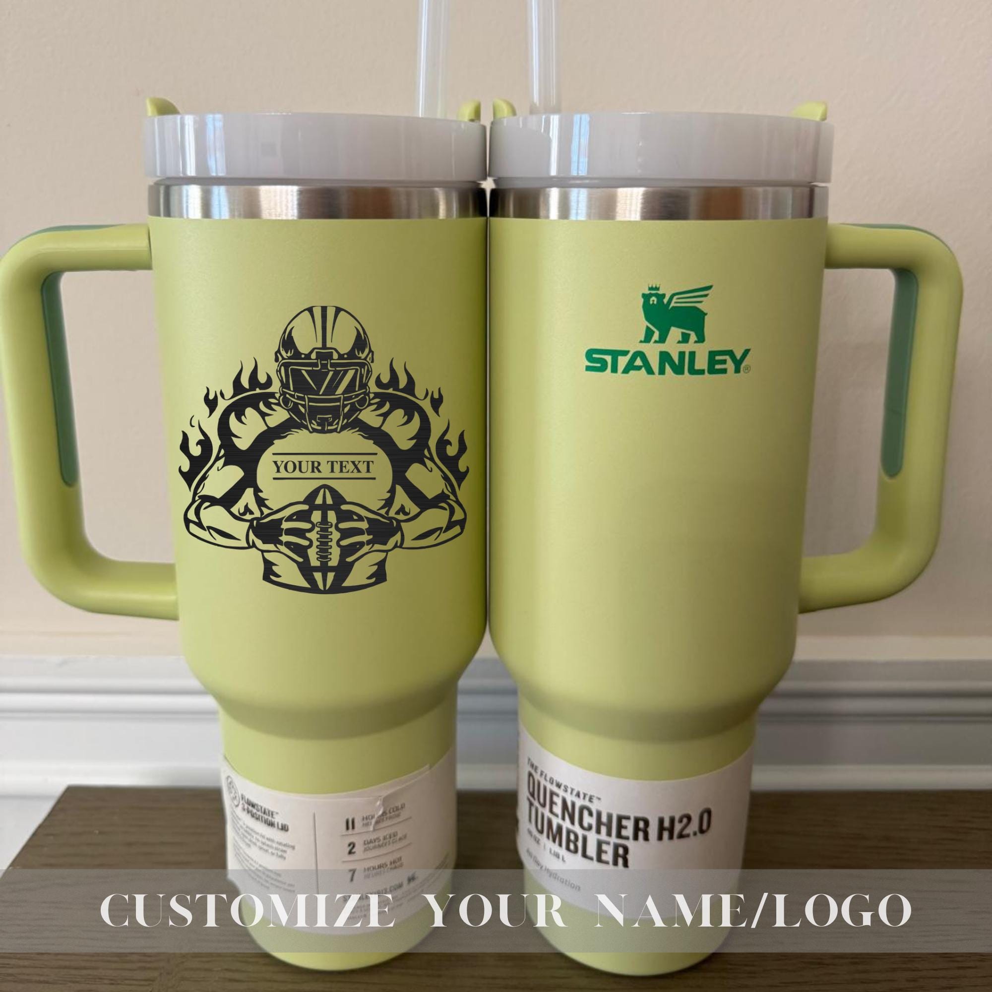 Personalized Football Stanley 40oz cups - Custom American football Stanley Tumbler with Name - Football Gifts for Him and Her - Sports Gifts