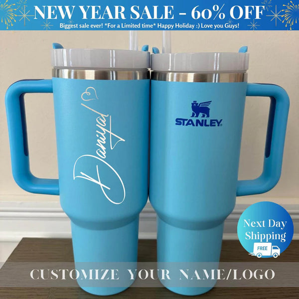 Personalized STANLEY CUP TUMBLER Bottle Custom Engraved Valentines Wedding Bridesmaid Engagement Gift for Her Him Women Mom Teacher Birthday