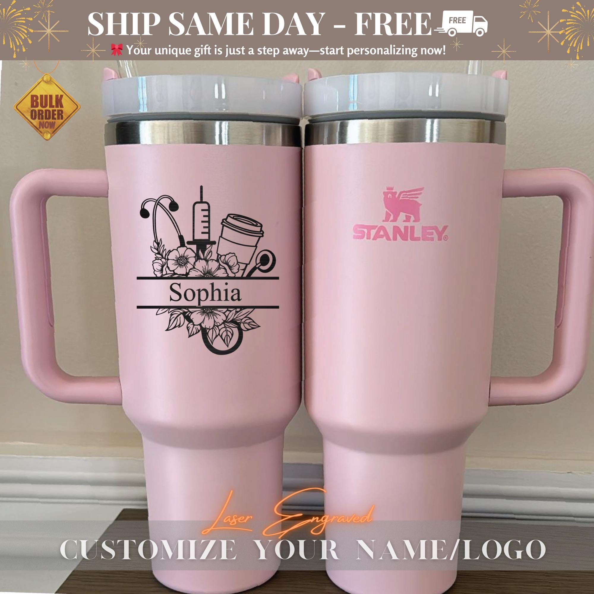 NURSE TUMBLER - Nurse Coffee Tumbler - CUSTOM Name Stainless Steel Travel Mug - Gift for Nurses - Nurse Appreciation Gift - Gift for Her