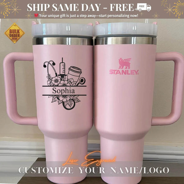 NURSE TUMBLER - Nurse Coffee Tumbler - CUSTOM Name Stainless Steel Travel Mug - Gift for Nurses - Nurse Appreciation Gift - Gift for Her