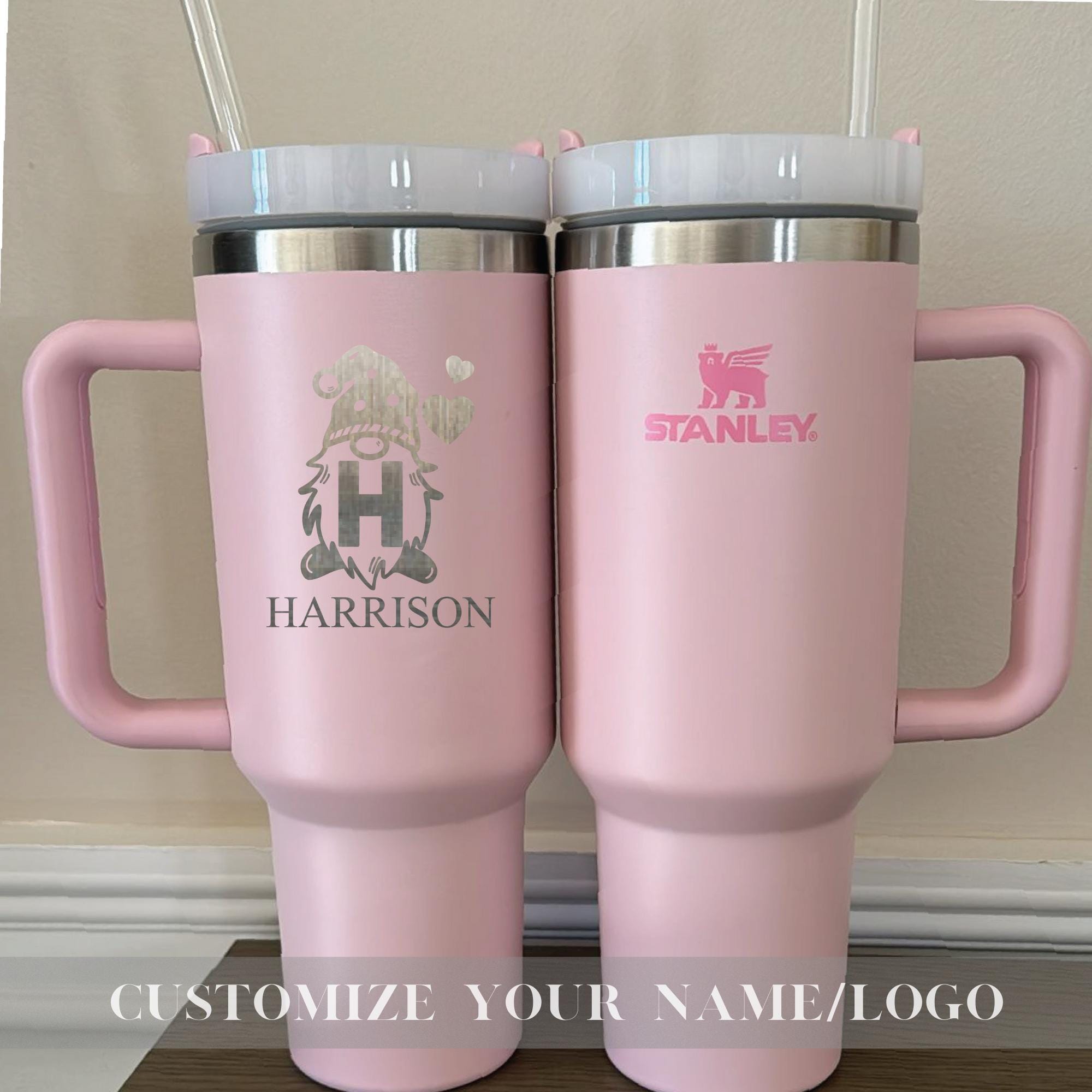 Personalized Christmas Stanley 40oz Tumbler, Antique Pink Christmas Stanley Quencher, Custom Laser Engraved Cup, Bridesmaid Gift, Travel Mug