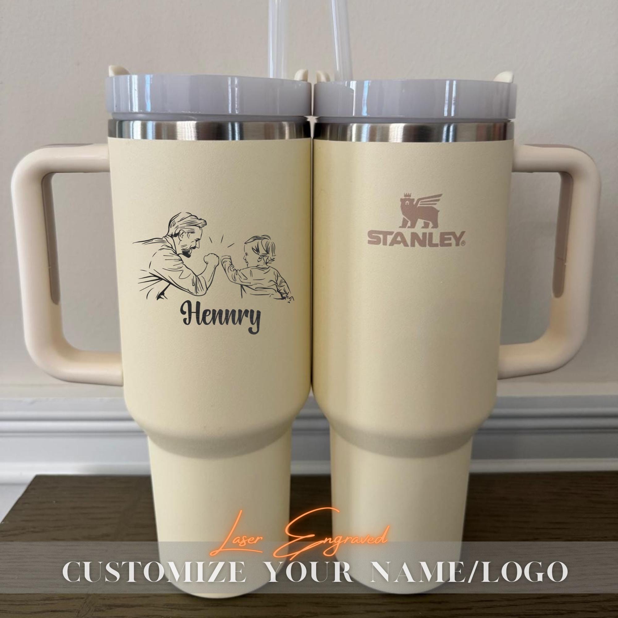Personalized Stanley 40oz Tumbler Cup for Dad - Custom Name Engraved Gift - Fathers Day Gift - Unique & Trendy Dad Gift 2025 - Fast Shipping