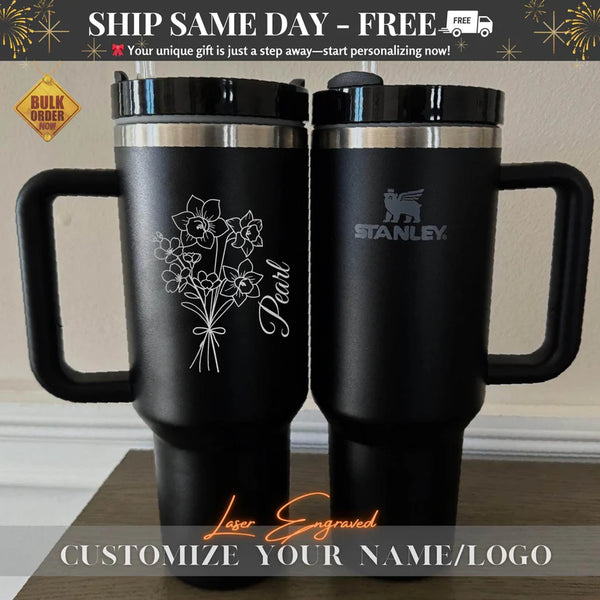 Personalized Stanley 40oz Tumbler For Birthday, Personalized Bottle, Custom Bottle, Bridesmaids Gifts, Personalized Tumbler Insulated Bottle