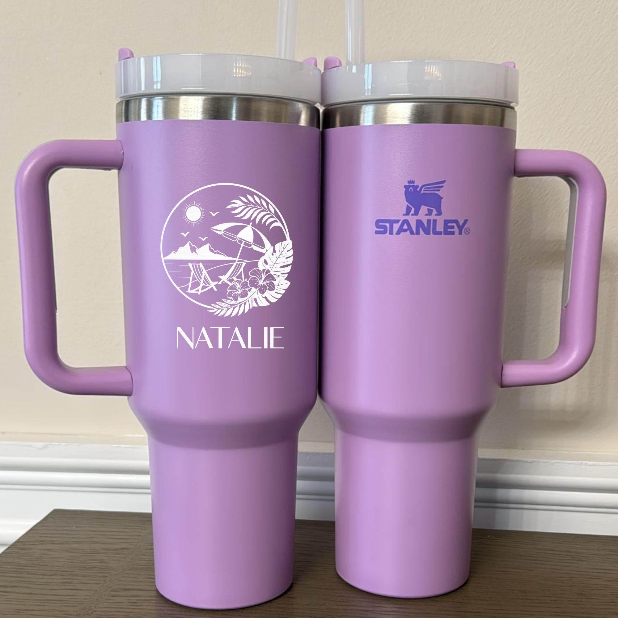 Personalized Stanley 40oz Tumbler - Laser Engraved Cup, Bachelorette Gift, Beach Trip, Summer Vacation, Custom Name Travel Mug