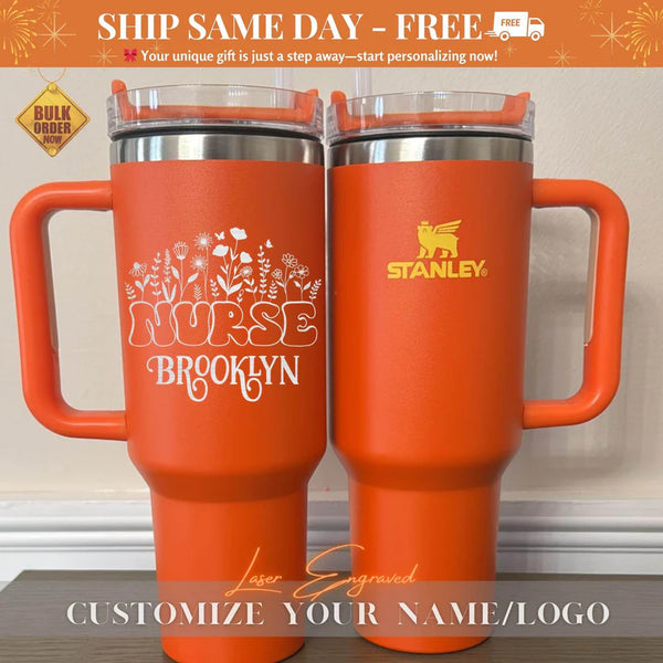 Personalized Stanley 40oz Nurse Tumbler, Engraved Nurse Tumbler, Stethoscope Gifts, RN Mugs, Medical Gifts, Nurse Gifts, Graduation Gifts