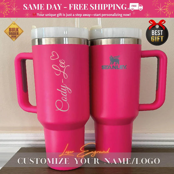 Personalized Stanley 40oz Tumbler Cup - Insulated Travel Mug - Custom 40oz Tumblers, Engraved 40oz Tumbler, Birthday Gift for Her/him