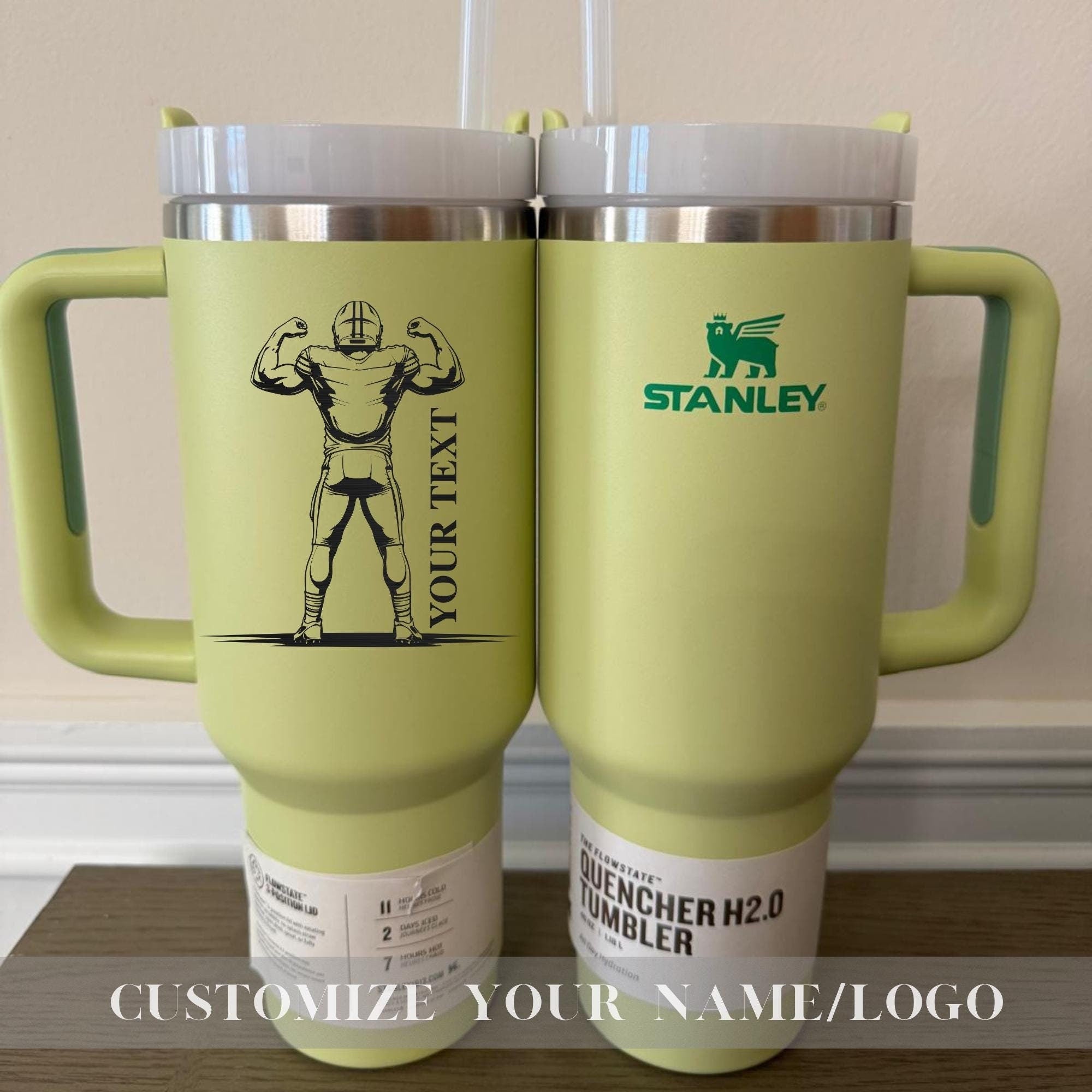 Personalized Football Stanley 40oz cup - Custom Sports Stanley cup with Name - Football Mascot Player & Team Name - 2025 American Football