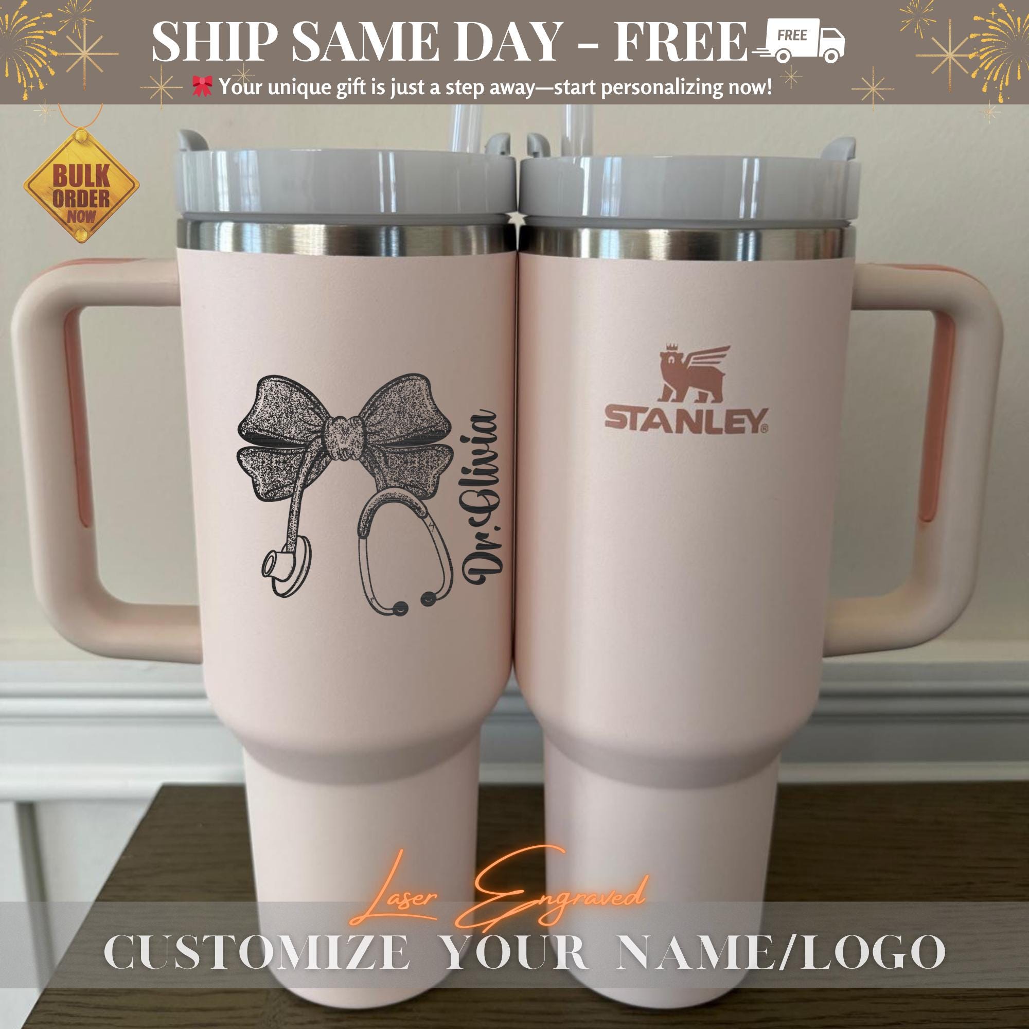 Personalized 40oz Stanley Tumbler for Doctors & Nurses Gift - Custom Engraved Cup - Gift for Medical Professionals - Nurse Appreciation Gift