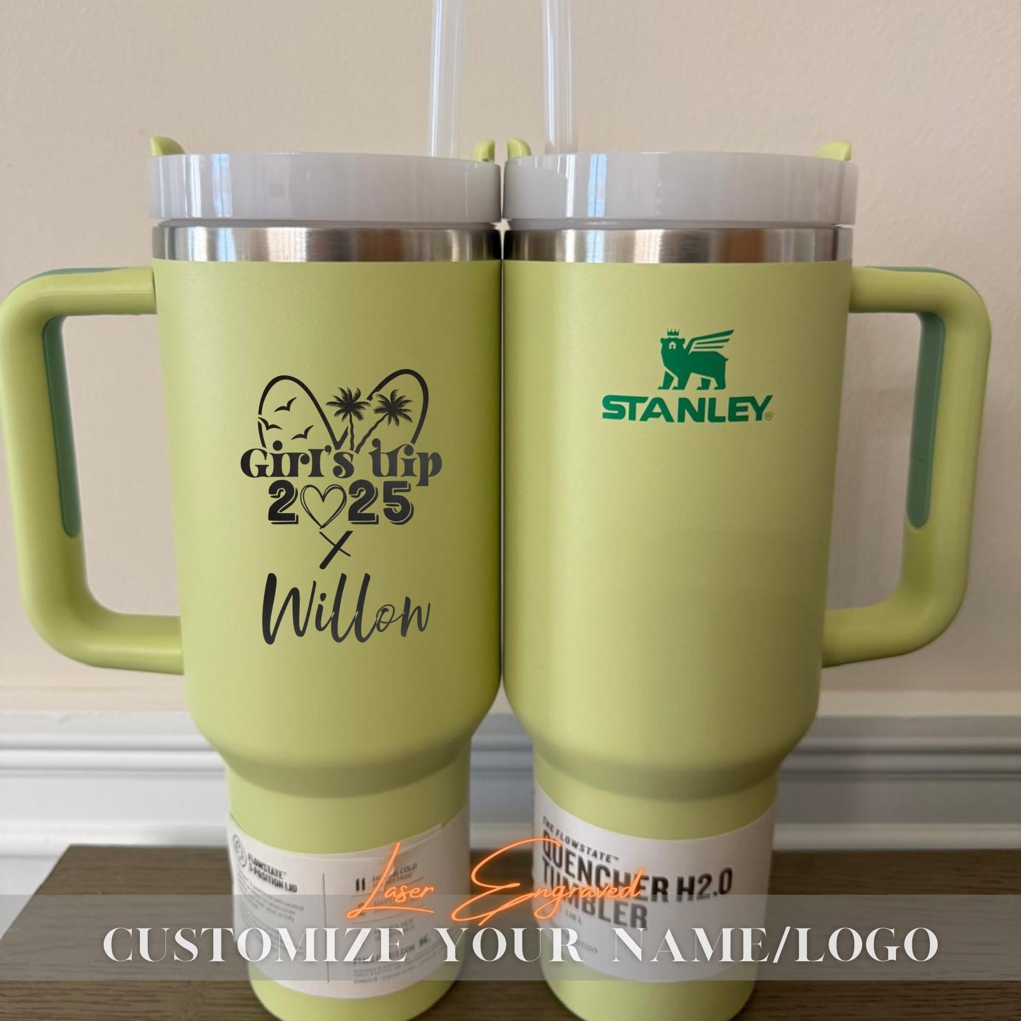 Personalized Stanley Quencher 40oz Tumbler - Girls Trip 2025 Gifts, Bachelorette Party, Laser Engraved Cup, Summer Vacation Gift for Her