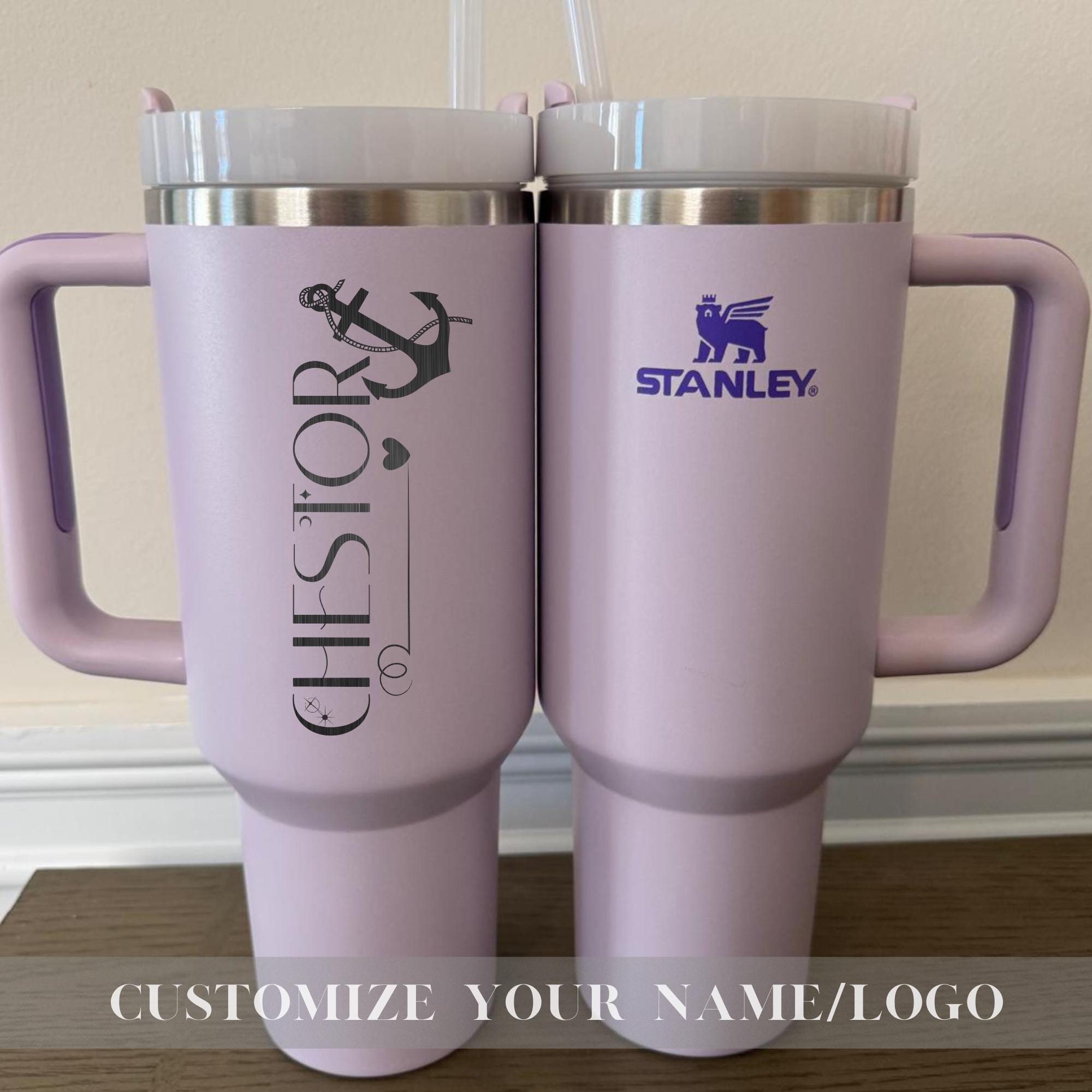 Personalized Anchor Stanley 40oz Tumbler - Custom Name Engraved Tumblers - Bridesmaid Proposal Gift - Gifts for Her - Insulated Travel Mug