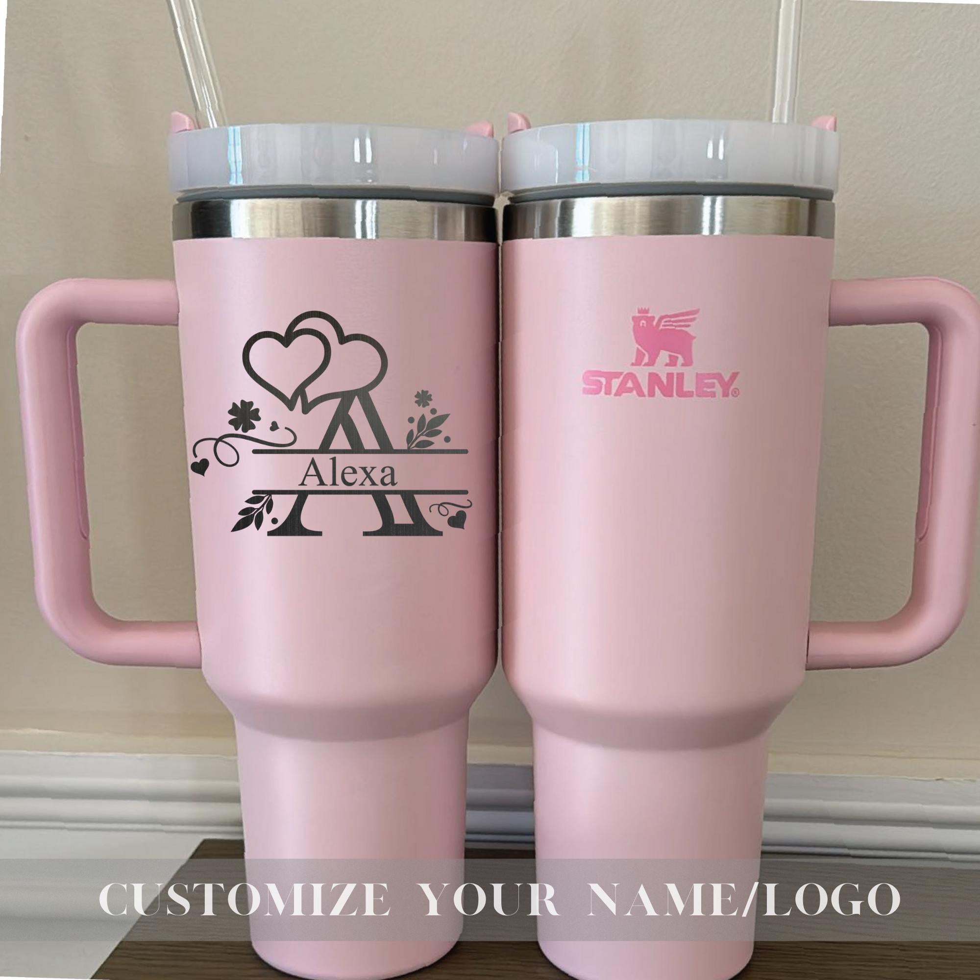 Personalized Stanely 40oz Tumbler with Handle & Straw, Custom Engraved Cup, Travel Mug, Wedding Anniversary Gifts for Her Him Women mom dad
