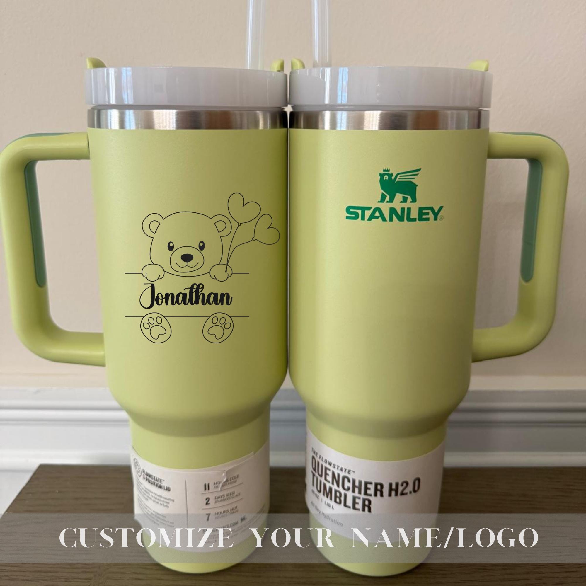 Personalized Stanley 40oz Cup with Teddy Bear & Name – Custom Stanley Gift, Trending, Unique, High Demand, Personalized Gifts, Birthday Gift