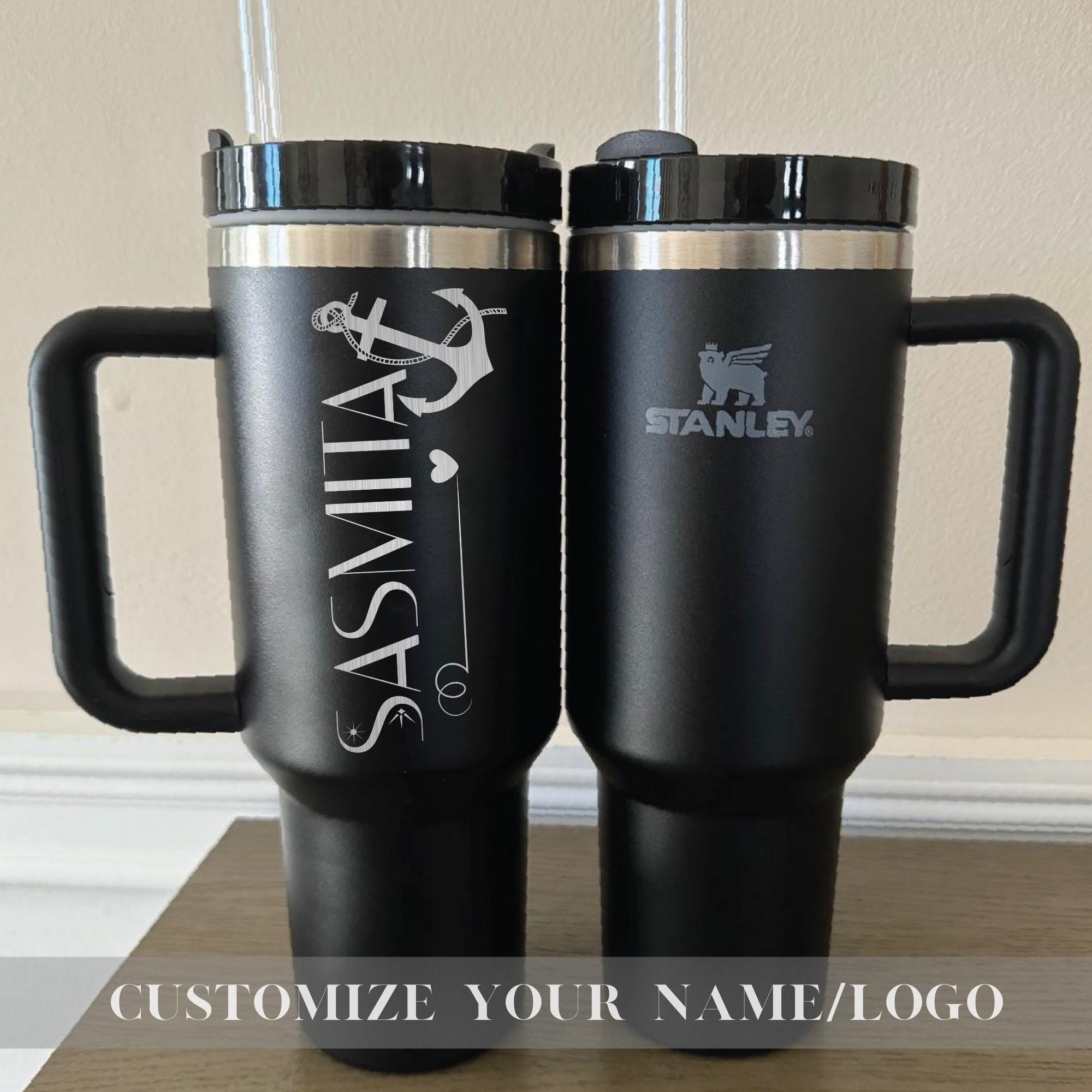 Personalized Anchor Stanley 40oz Tumbler - Custom Name Engraved Tumblers - Bridesmaid Proposal Gift - Gifts for Her - Insulated Travel Mug