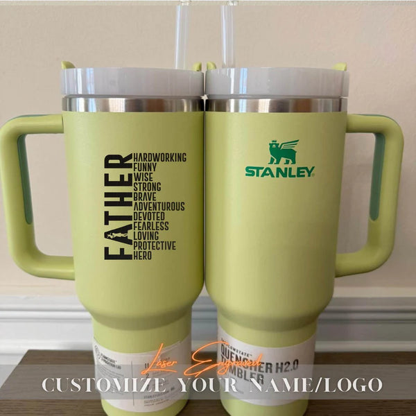 Engraved Stanley 40oz Tumbler Father's Day Gift Tumbler 400oz Stainless Steel Travel Mug Unique Gift For Dad with Kids Names