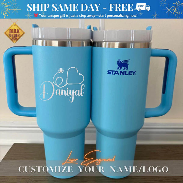 Custom Stanley 40oz Tumbler Cup for Dad | Happy Father’s Day Engraved Gift | Personalized Stanley Cup with Name, Dad & Mom Gift Idea (Copy)