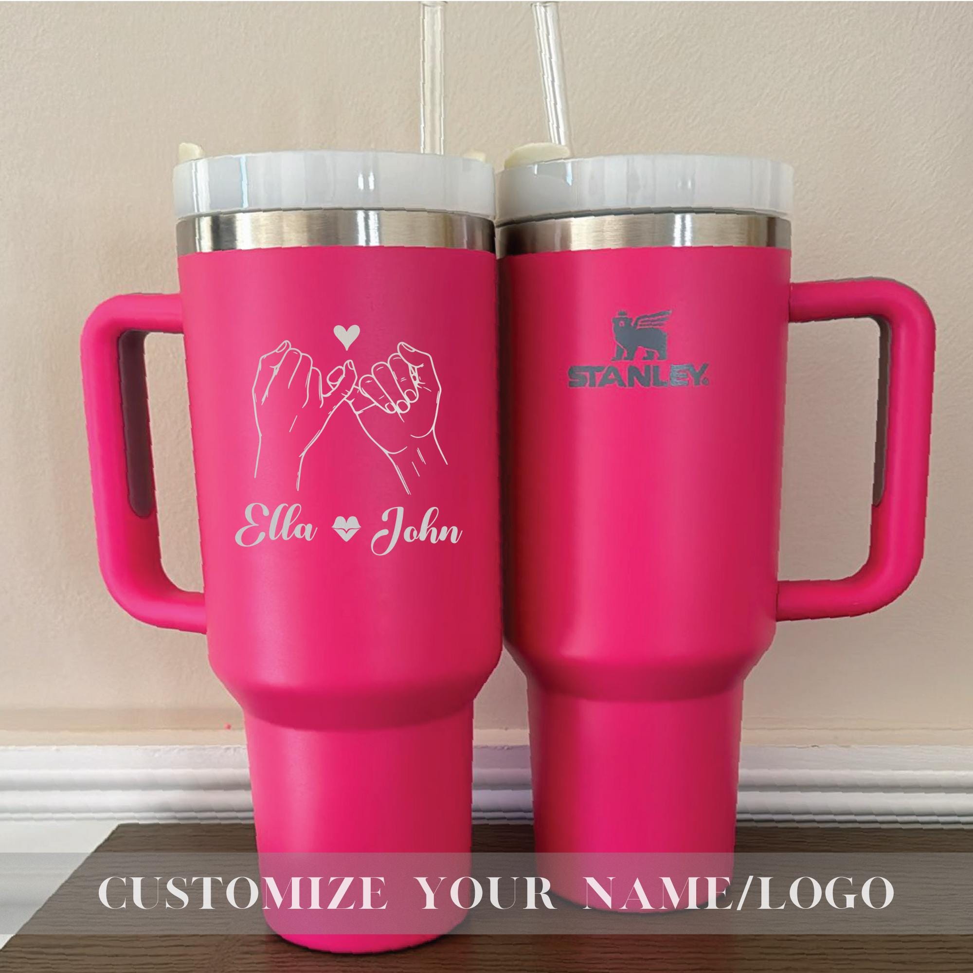 Valentine's Day Personalized Stanley 40oz Cup for Couples, Love, Engagement, Wedding Gift, Custom Friends Name Mug, Unique Couple Gift Idea