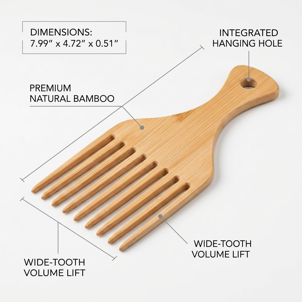 Personalized Afro Pick Bamboo Detangling Comb Gift for Him Custom Engraved