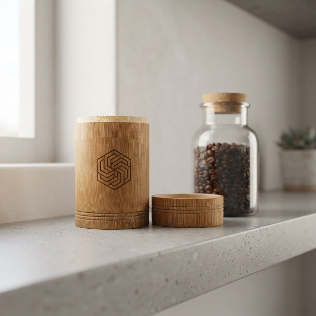 Personalized Bamboo Tea Canister Coffee Bean Storage Jar Housewarming Gift Custom Engraved