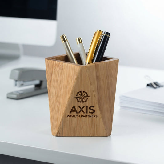 Personalized Bamboo Pen Holder Desk Organizer Coworker Gift Custom Engraved