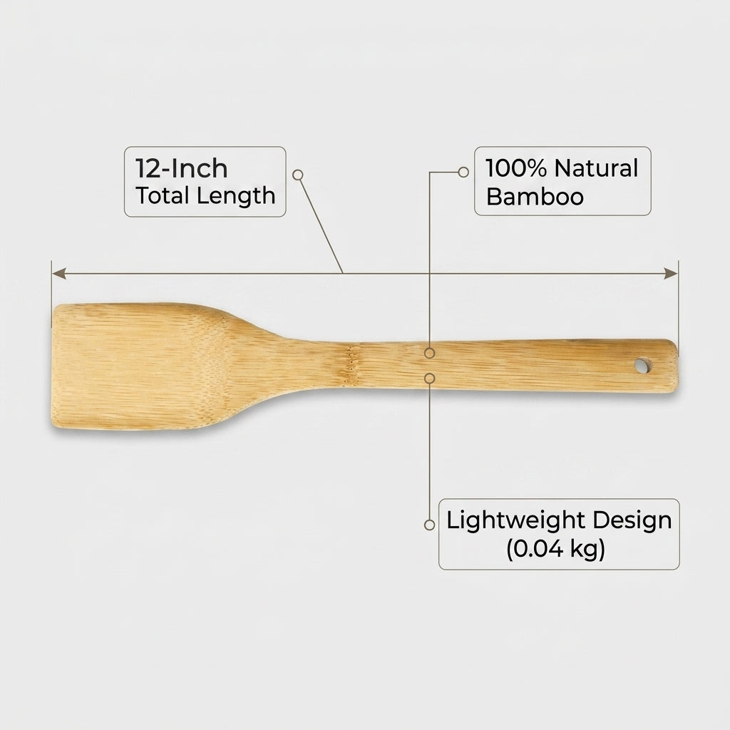 Personalized Bamboo Flat Spatula 12 Inch Housewarming Gift Custom Engraved