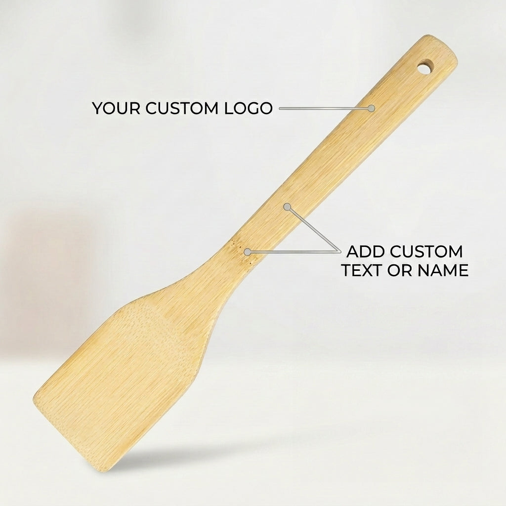 Personalized Bamboo Flat Spatula 12 Inch Housewarming Gift Custom Engraved