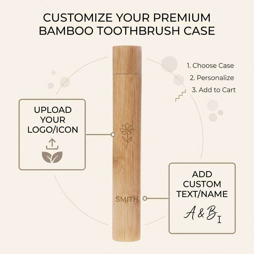 Personalized Bamboo Toothbrush Travel Case Portable Holder Housewarming Gift Custom Engraved