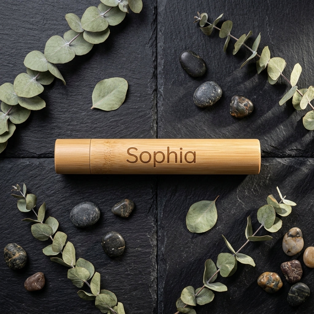Personalized Bamboo Toothbrush Travel Case Portable Holder Housewarming Gift Custom Engraved