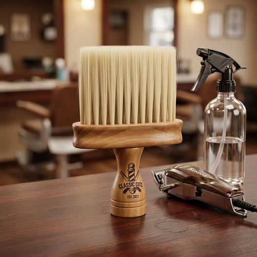 Personalized Barber Neck Duster Brush Wooden Handle Groomsman Gift Custom Engraved