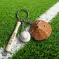 Personalized Baseball Keychain Wooden Bat Glove and Ball Charm Gift for Coach Custom Engraved
