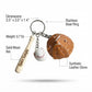 Personalized Baseball Keychain Wooden Bat Glove and Ball Charm Gift for Coach Custom Engraved