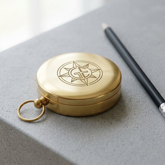 Personalized Compass Gold Metal Pocket Compass Graduation Gift Custom Engraved