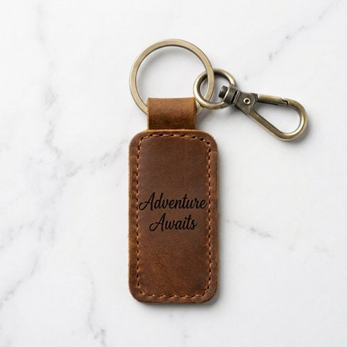Personalized Leather Keychain Genuine Leather Car Key Fob Gift for Him Custom Engraved