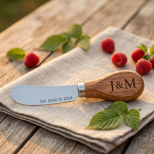 Personalized Cheese Spreader Knife Wooden Handle Housewarming Gift Custom Engraved