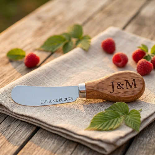 Personalized Cheese Spreader Knife Wooden Handle Housewarming Gift Custom Engraved