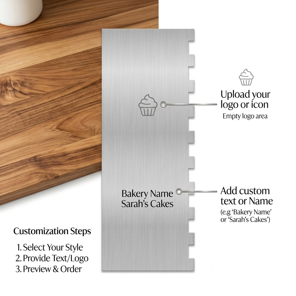 Personalized Cake Scraper Stainless Steel Double Sided Icing Smoother and Decorating Comb Custom Engraved