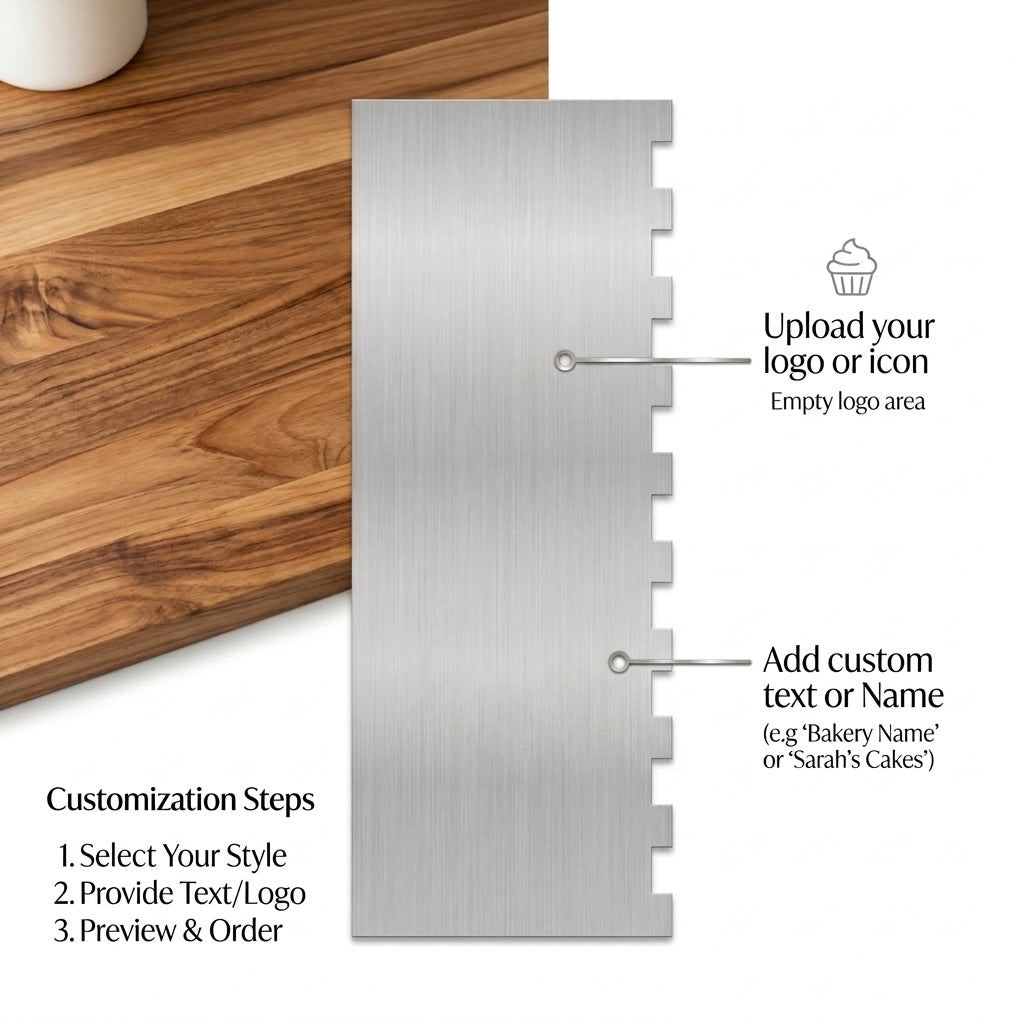 Personalized Cake Scraper Stainless Steel Double Sided Icing Smoother and Decorating Comb Custom Engraved
