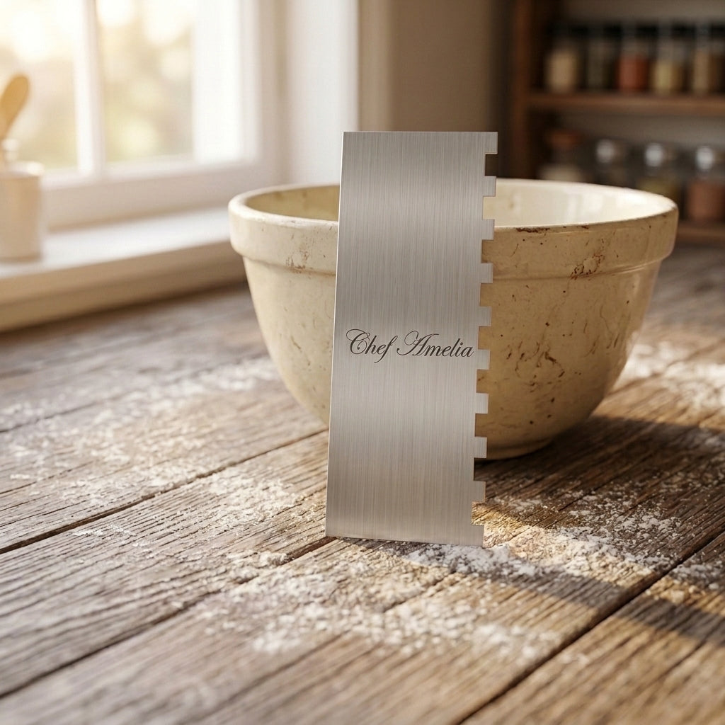 Personalized Cake Scraper Stainless Steel Double Sided Icing Smoother and Decorating Comb Custom Engraved