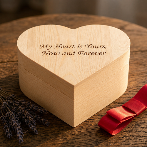 Personalized Heart Shaped Wooden Box Keepsake Storage Gift for Her Custom Engraved